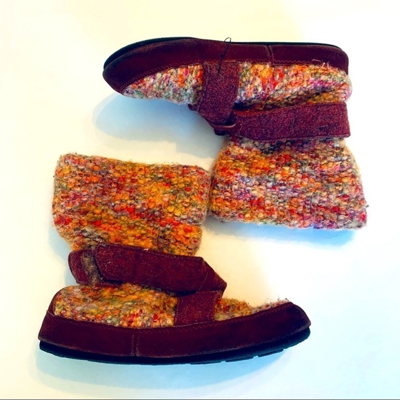Acorn Shoes - ACORN Tweed multicolor burgundy ankle boot small size 6 women